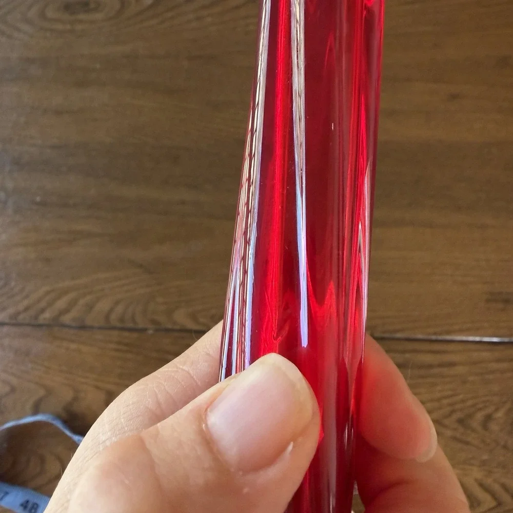 Vintage MCM Ruby Red Glass Bud Vase 11